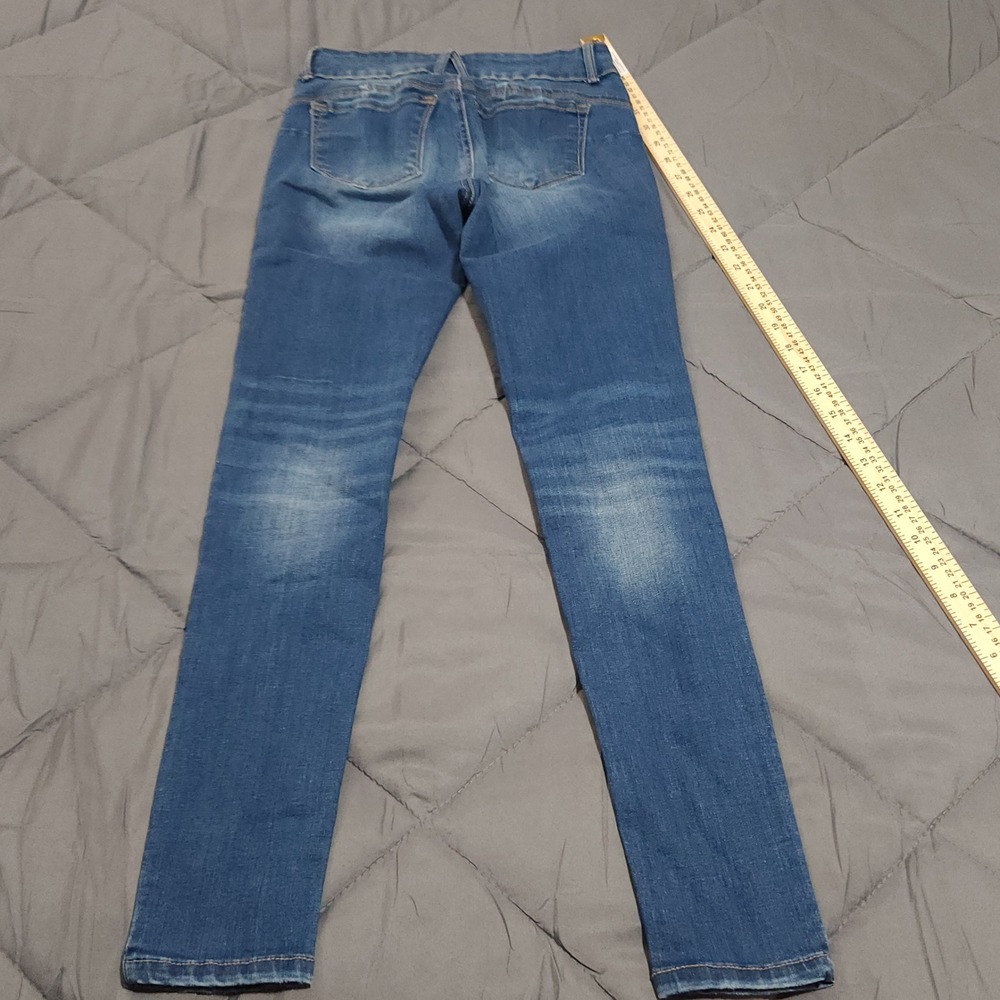 Wax Jeans Juniors 0 24x26.5 Low Rise Skinny Distressed Medium Wash - Picture 12 of 13